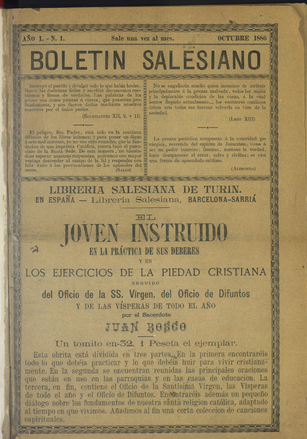 El Boletín Salesiano español, a un golpe de click