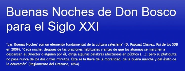 Buenas Noches de Don Bosco para el siglo XXI