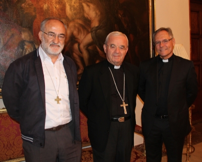 Los dos provinciales de Salesianos  de España con el Nuncio